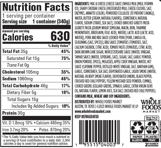 Whole Foods Market, Meal Pork BBQ, 12 Ounce