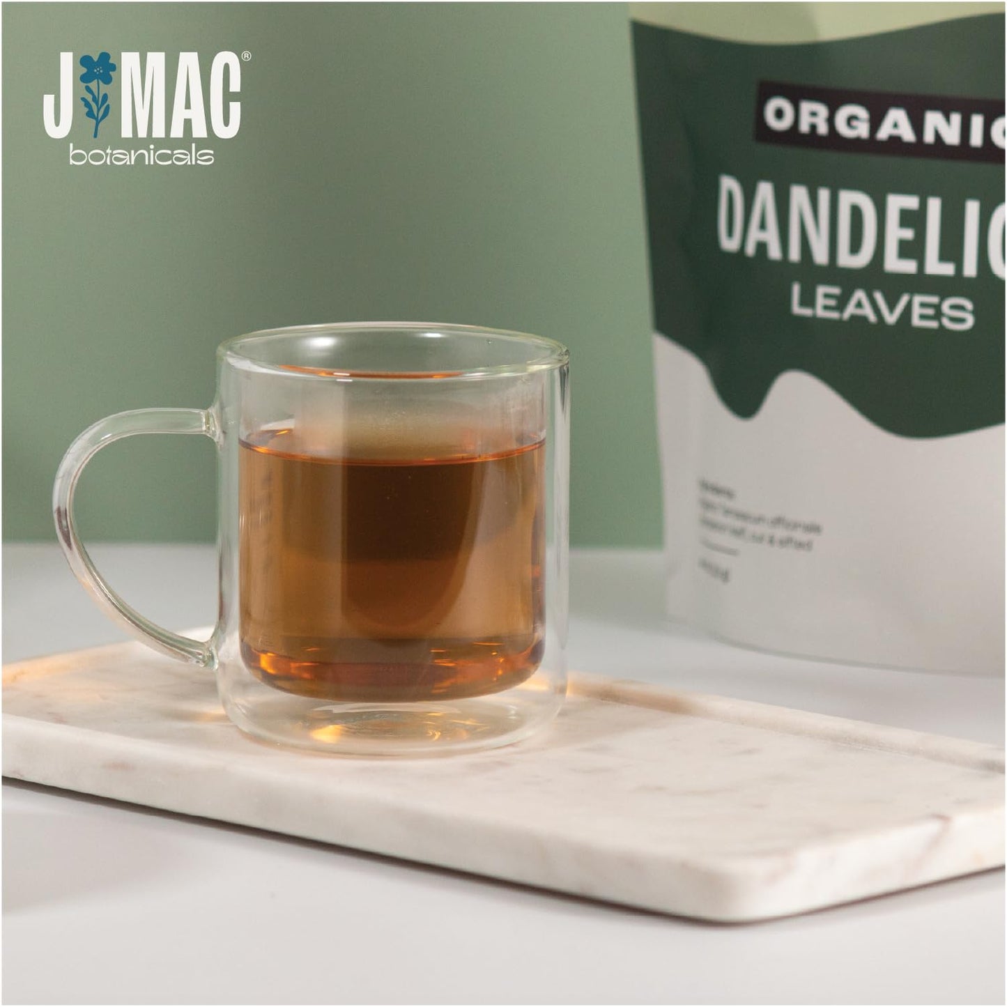 J MAC BOTANICALS Organic Dandelion Leaves Tea, 16 oz Bag, USDA Certified Organic, Caffeine-Free, Cut and Sifted