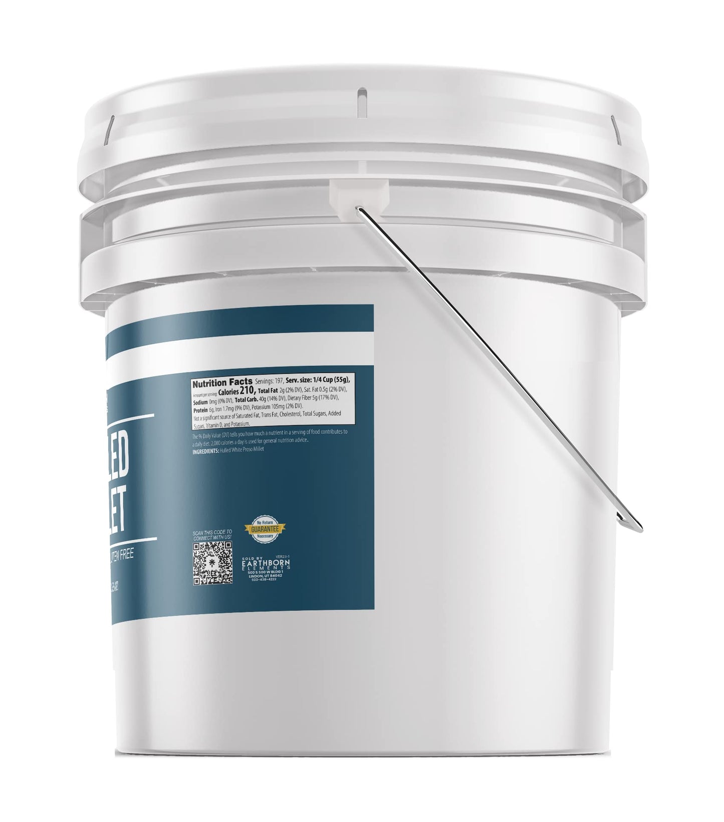 Earthborn Elements Hulled Millet, 3.5 Gallon Bucket, Perfect For Baked Goods, Hot Cereals, Casseroles, & Side Dishes