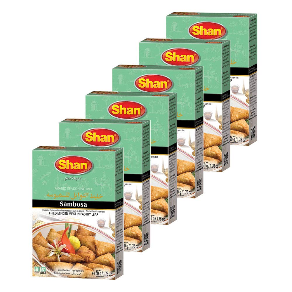 Shan Sambosa Arabic Seasoning Mix - Spice Powder for Minced Meat - 1.76 oz (Pack of 6) - Vegetarian Friendly - Airtight Packaging
