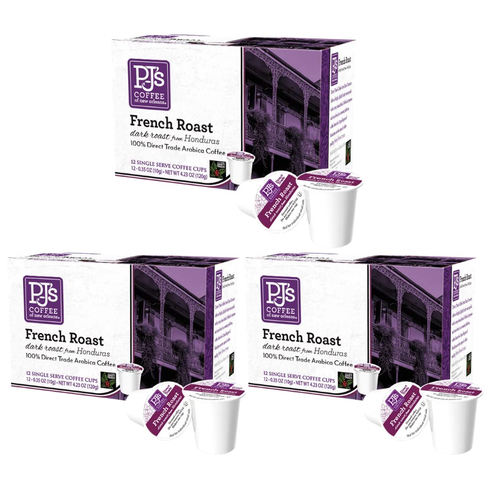 Pj'S Coffee French Roast Single Serve Cups - Bold & Rich Flavor - 12 Count (Pack Of 3)