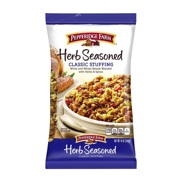 Pepperidge Farm Herb Seasoned Stuffing 12 Oz Bag | White Bread Blended With Herbs & Spices | Turkey Poultry Casserole | Holiday Thanksgiving Christmas Dinner (Classic) (2-Pack)