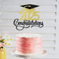 Florcmet Graduation Cake Topper, Black Gold Glitter, 5.1 x 6.5 inches, 2025 High School/College/Senior Decor