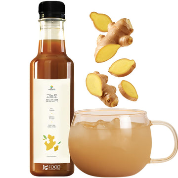 K FOOD Korean Food Ginger Juice Concentrate, Organic, 10.14 fl oz, No Sugar Added, Cold-Pressed from 1kg Ginger