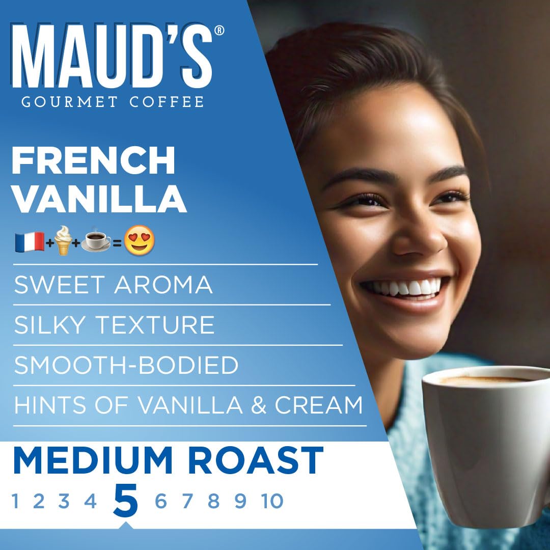 Maud'S French Vanilla Flavored Coffee Pods, 100 Ct | French Vanilla Flavor | 100% Arabica Medium Roast Coffee | Solar Energy Pro