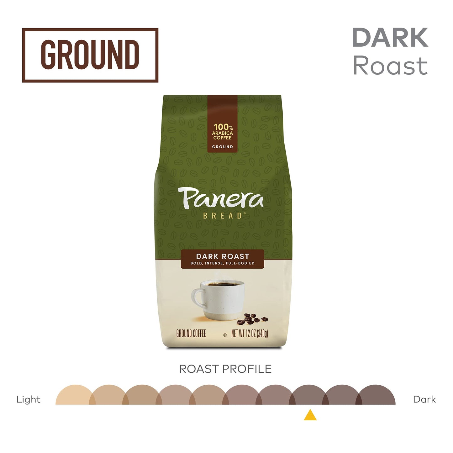 Panera Dark Roast, Ground Coffee, 100 percent Arabica Coffee, Bagged 12oz.