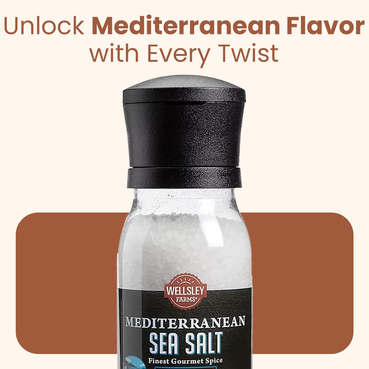 Wellsley Farms Mediterranean Sea Salt Grinder, 14.6 Ounce