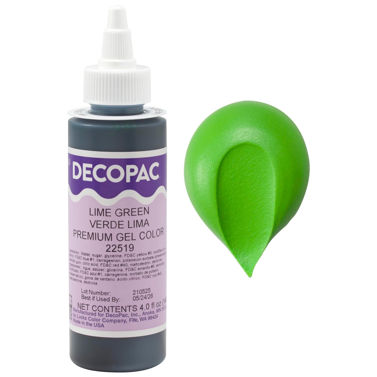 DecoPac Premium Gel Color Cake Decorations, Lime Green, 4 Fl Oz, Model 22519