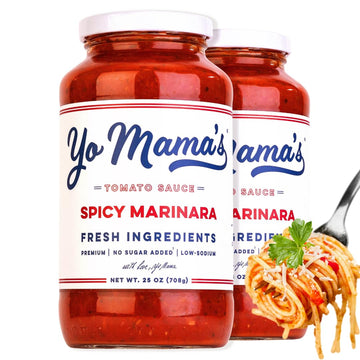 Yo Mama'S Foods Keto Spicy Marinara Pasta Sauce - Pack Of (2) - No Sugar Added, Low Carb, Low Sodium, Gluten Free, Paleo Friendl