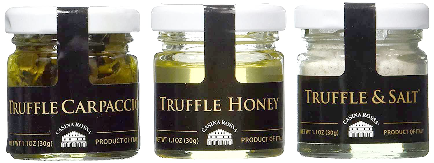 Casina Rossa Truffles Trio Pack: Truffle Carpaccio - Truffle Honey - Truffle & Salt, 3 x 1 oz.