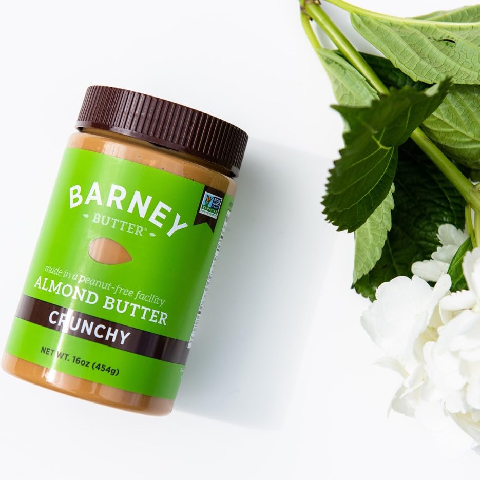 Barney Butter Almond Butter, Crunchy, 16 Ounce Jar, Skin-Free Almonds, No Stir, Non-Gmo, Gluten Free, Keto, Paleo, Vegan