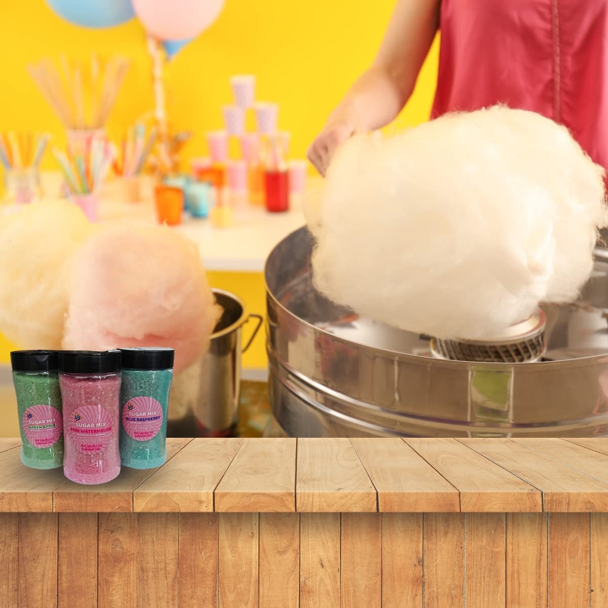 Lupy Lups! Cotton Candy Kit With Cones - Assorted Flavors- Individual Package Big Bulk - Pastel Candy for Stocking, Treats, Part