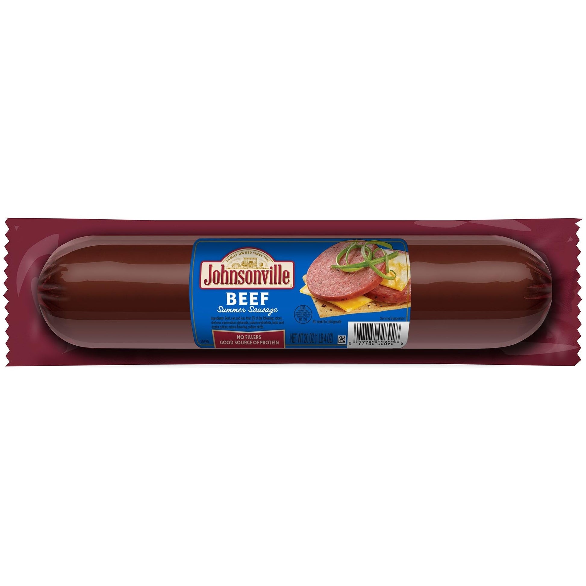 Johnsonville Beef Summer Sausage, Good Source of Protein, 20 oz