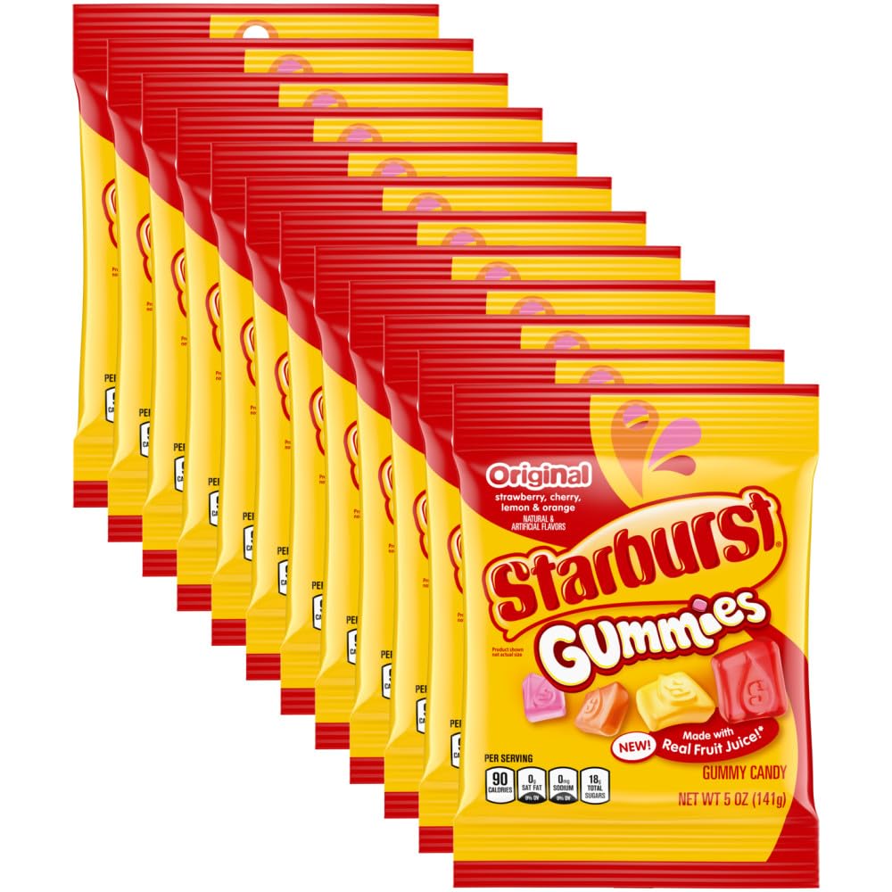 Starburst Gummies Original Gummy Candy, 5oz (Pack of 12), Model 464628