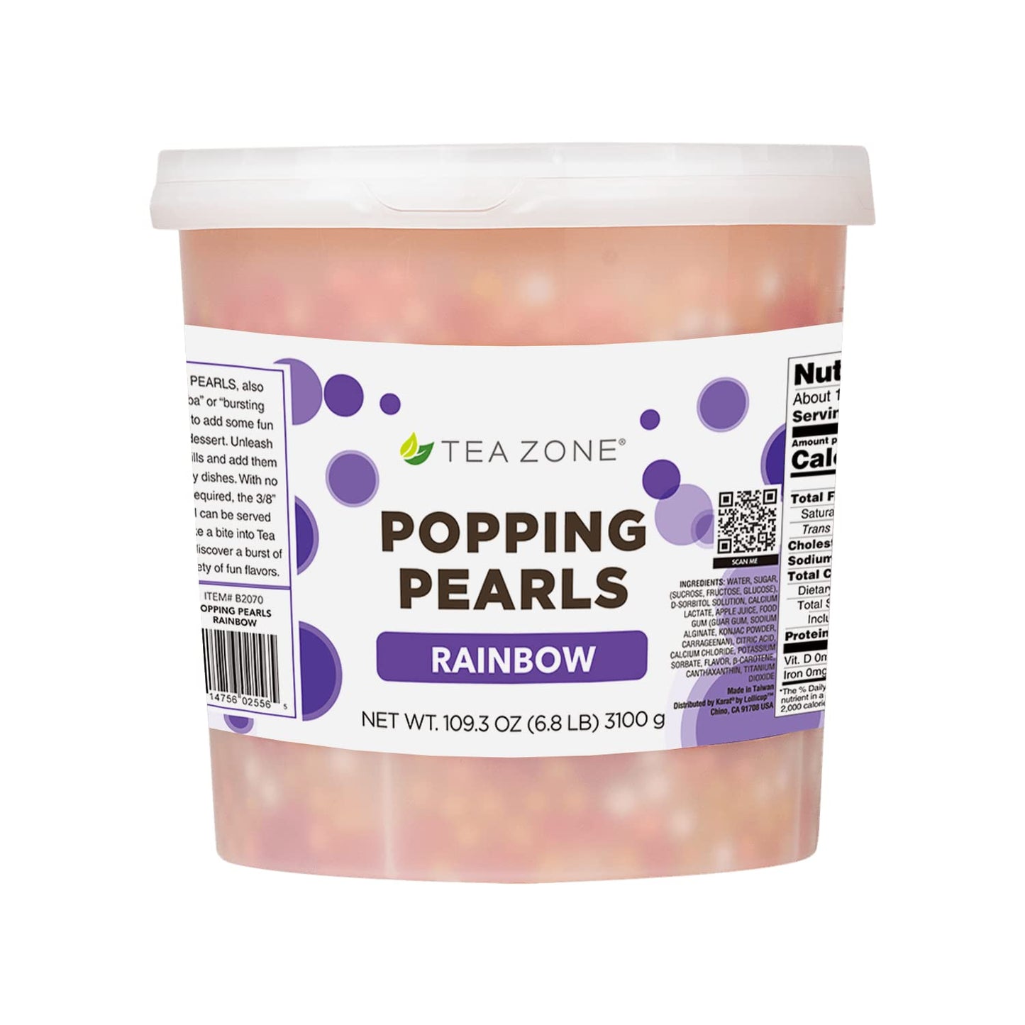 Tea Zone [7 Pounds] Rainbow Popping Pearls for Boba Tea Beverages, Sweets, Ice Cream Topping | B2070