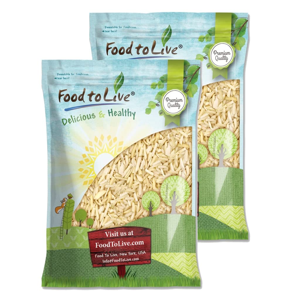 Food to Live - Blanched Slivered Almonds, 18 Pounds Chopped Raw Blanched Almonds, Unsalted, Vegan, Keto, Kosher, Bulk. High in P