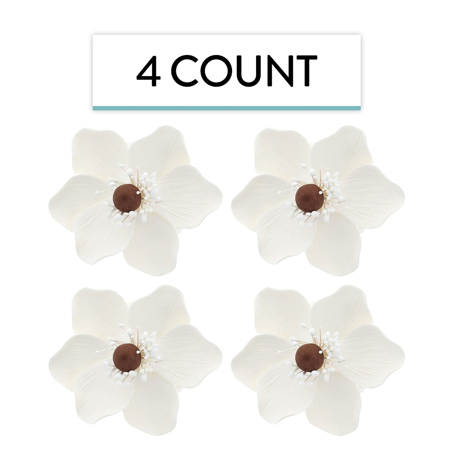 Global Sugar Art Poppy Anemone Sugar Cake Flowers, White, 4 Count By Chef Alan Tetreault