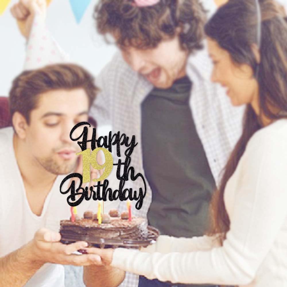 Klionjor 19Th Birthday Cake Topper - Happy Birthday Decoration For 19Th Birthday Party - Gift Plugin (19)