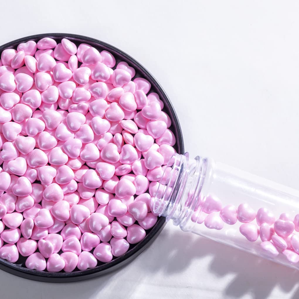 Pink Sprinkles,Heart-Shaped Cake Sprinkles 130G /4.6Oz Cookie Sprinkles,Sugar Pearl, Edible Candy Pearls For Cake 1Cupcake Decor