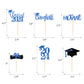 24Pcs Glitter Graduation Cupcake Toppers 2024 Blue Cupcake Picks For Graduation Theme Decorations Class Of 2024 No Diy Need