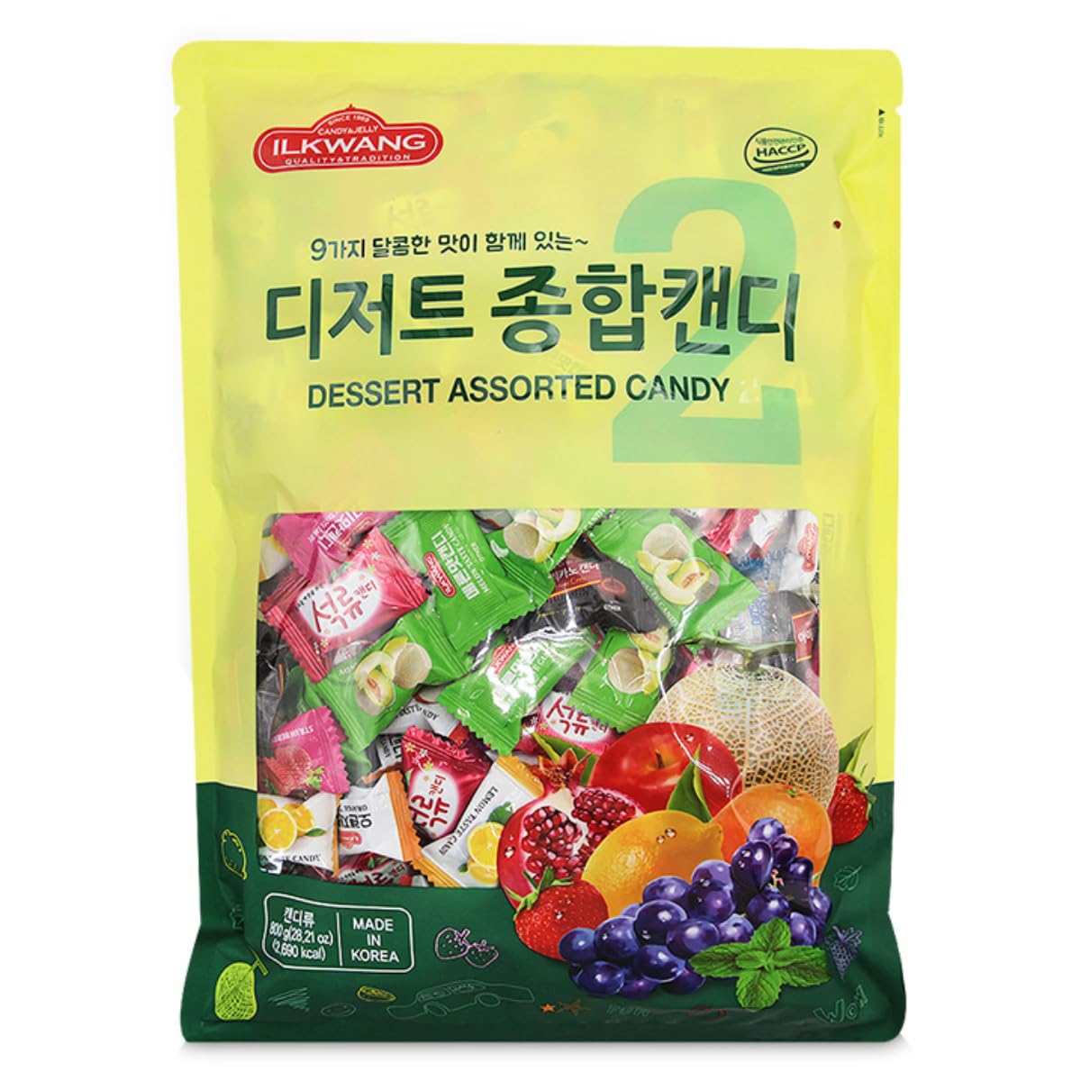 Korean Assorted Fruity Hard Candy, 1.75 lb bulk bag with 200 Individually wrapped pieces, 9 Flavor Mix includes Apple, Strawberr