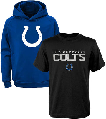 Nfl Youth 8-20 Polyester Performance Primary Logo Hoodie  T-Shirt 2 Pack Set (10-12, Indianapolis Colts)
