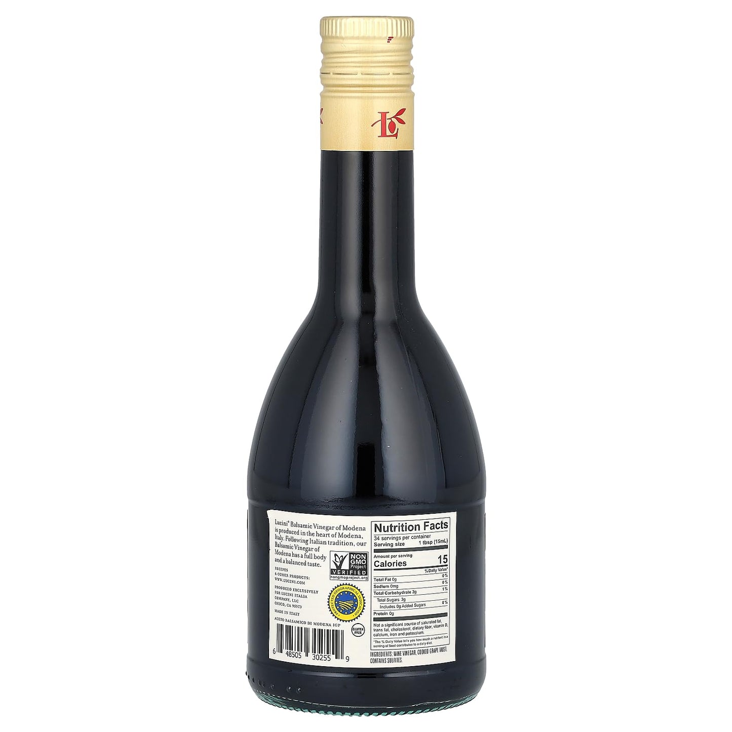 Lucini Balsamic Vinegar of Modena - Non-GMO, Whole30 Approved, 500mL, Italian Balsamic Vinegar