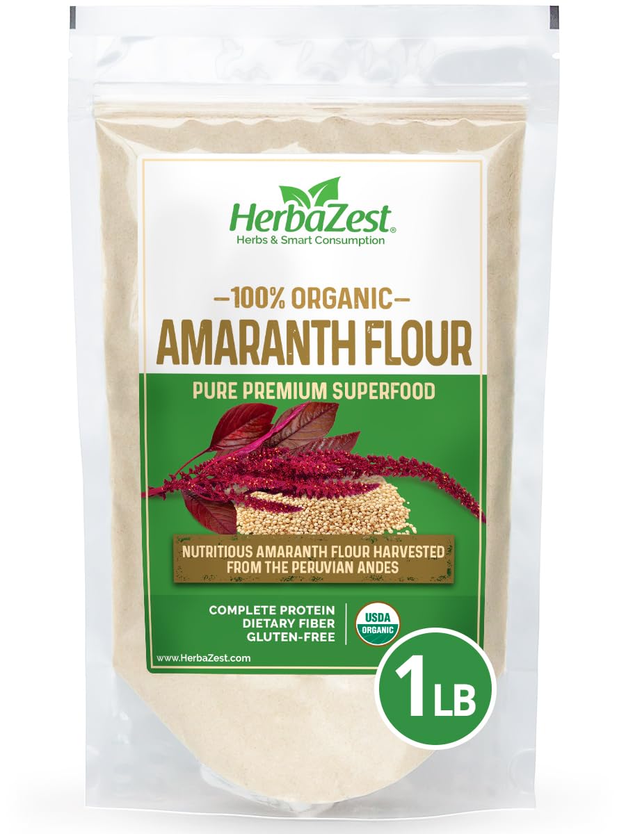 HerbaZest Organic Amaranth Flour - Gluten Free, Vegan - 1 LB (16 Ounce)