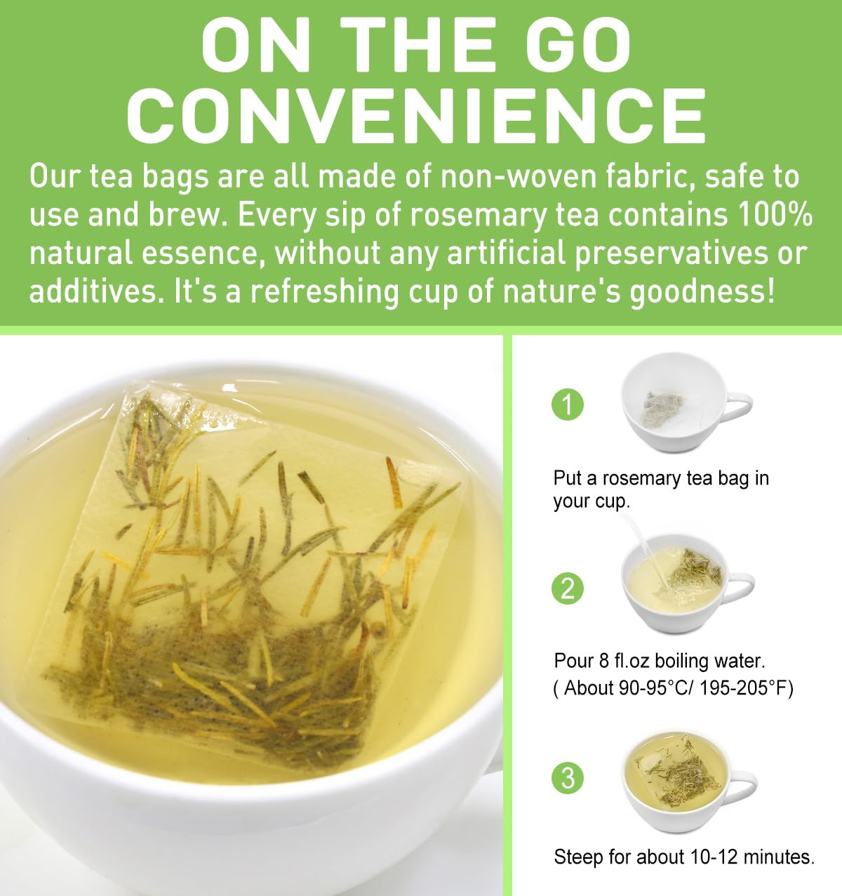 Olvvla Rosemary Tea Bags - 1.5g, 60 Count - Pure Natural Dried Rosemary Leaves, Non-GMO, Caffeine-free, Support Digestion