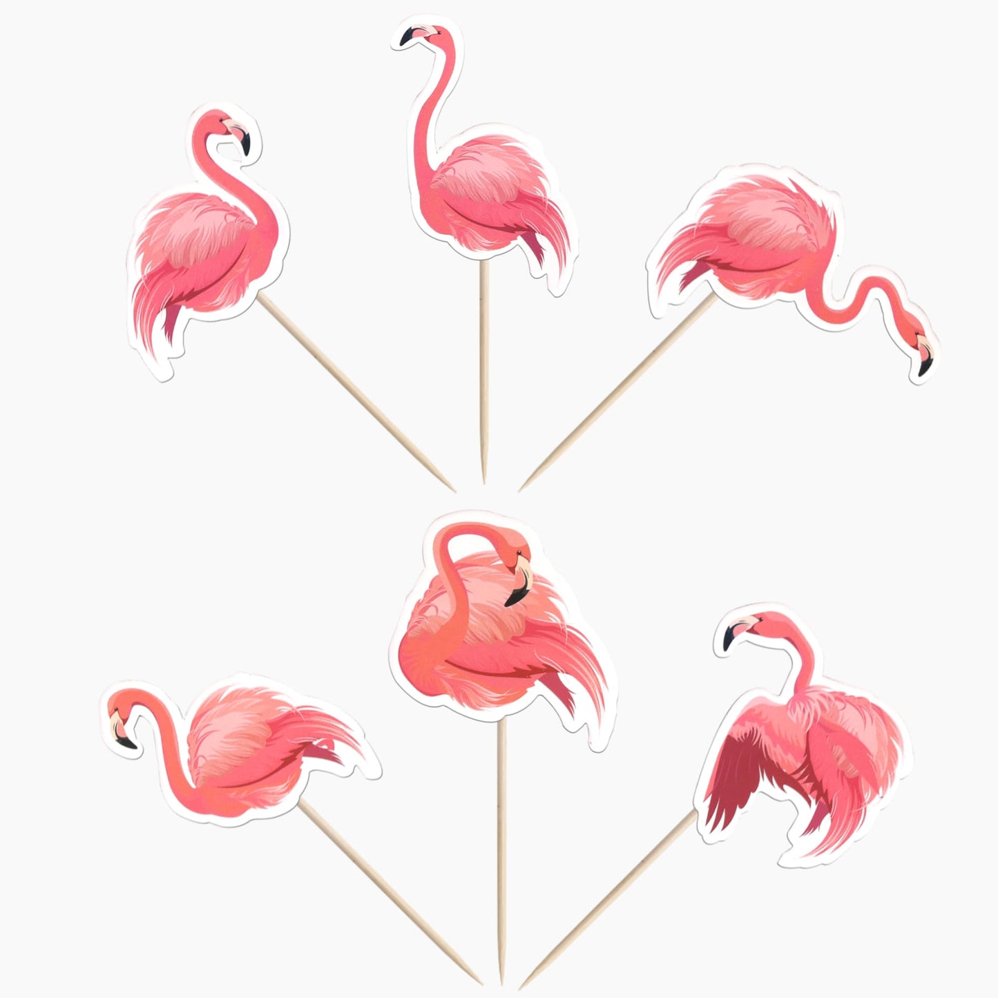 ZHUOWEISM 36 PCS Luau Flamingo Cupcake Toppers Double-Sided Tropical Picks for Summer Hawaiian Theme Events, Pattern 6