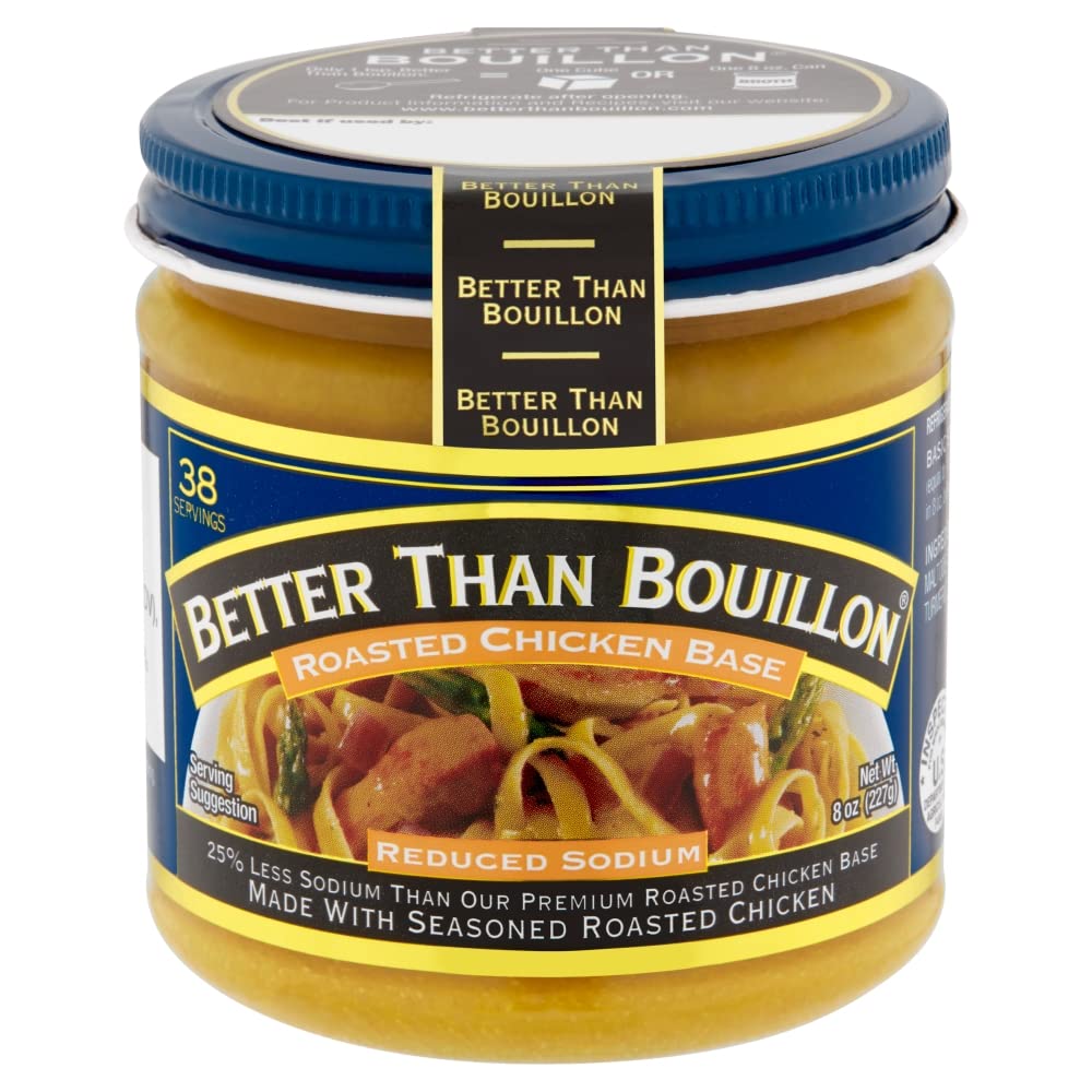Better Than Bouillon Reduced Sodium Roasted Chicken Base, 8 Ounce Jar, Pack of 3, 38 Servings Per Jar