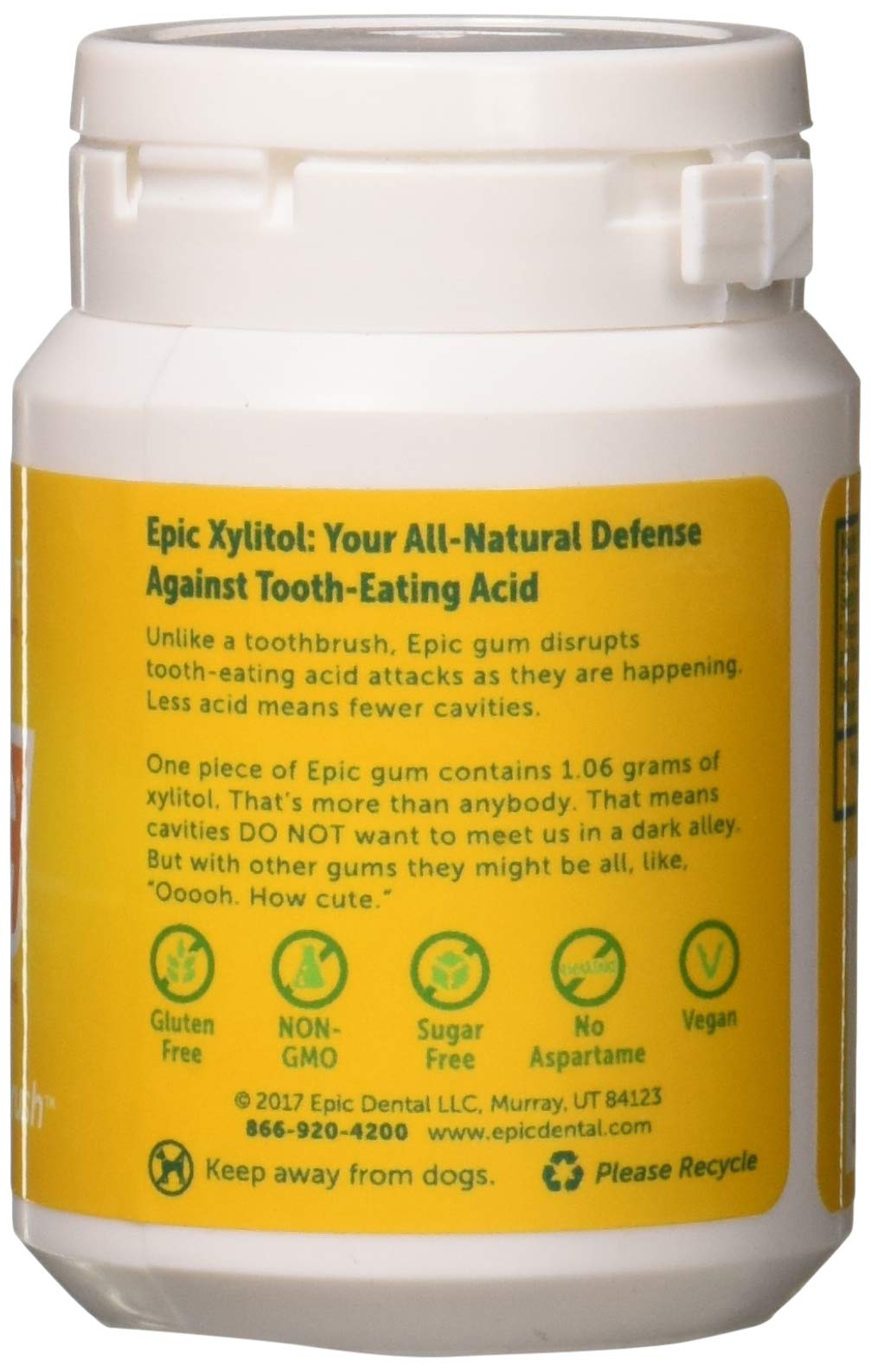 Epic Gum - Aspartame Free 100% Xylitol - Chewing Gum Sugar Free Gum - Fresh Fruit Flavored, 50 Pieces (Pack Of 3)