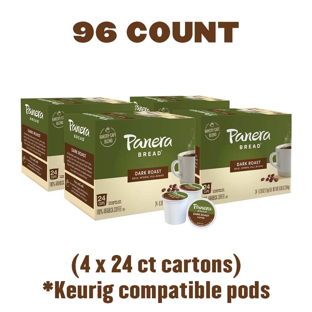 Panera Bread Dark Roast Coffee, Single Serve 96 Count Pods (4 Packs Of 24)
