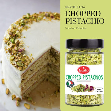 Pistachios Chopped, 3.5 Oz (100 G), Sicilian Raw Pistachio Crumbles, Bronte, Sicily, Italy Pistachio Pieces Baking, Cooking, Ice