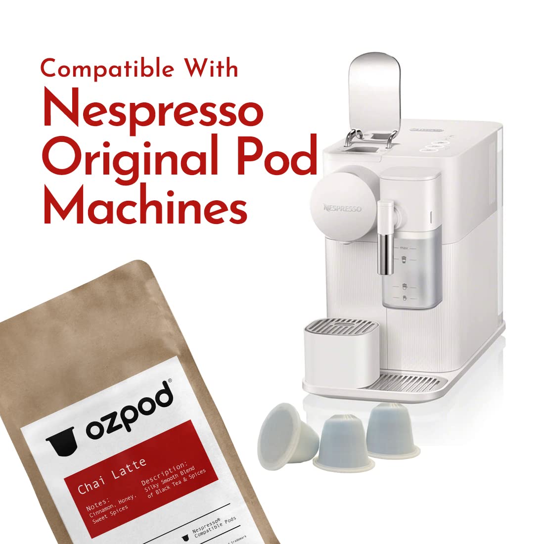 OzPod Chai Tea compact pieces for Nespresso, 100% Compostable, 15 Single Serve Cups, Fair Trade, Australian Made