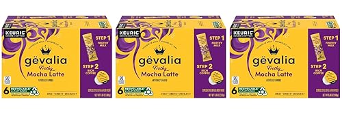 Gevalia, 2-Step K-Cup & Froth Packets, 6 Count, 5.6Oz Box (Pack Of 3) (Mocha Latte)