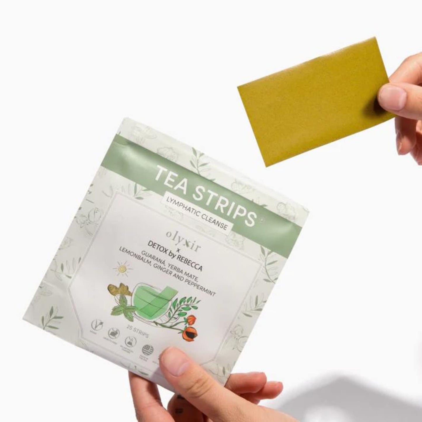 Olyxir Detox Tea Strips - Organic Guarana, Yerba Mate, Ginger, Peppermint, 25 Ct
