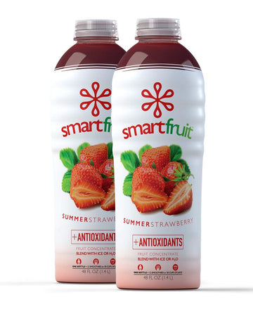 Smartfruit Summer Strawberry + Antioxidants, 100% Real Fruit Pur  E, Non-Gmo, No Additives, Vegan - 48 Fl. Oz - 2 Pack