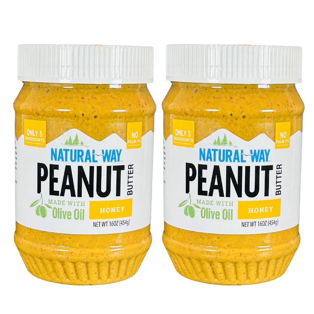 Natural Way Peanut Butter - Made with Olive Oil, No Hydrogenated Oils, Non-GMO, Gluten Free (16 Ounce - 2 Pack, Peanut Butter - 