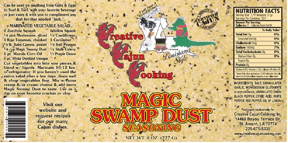 Creative Cajun Cooking Magic Swamp Dust Seasoning, 8 Ounce Shakers (Pack Of Two - 1 Pound Total)