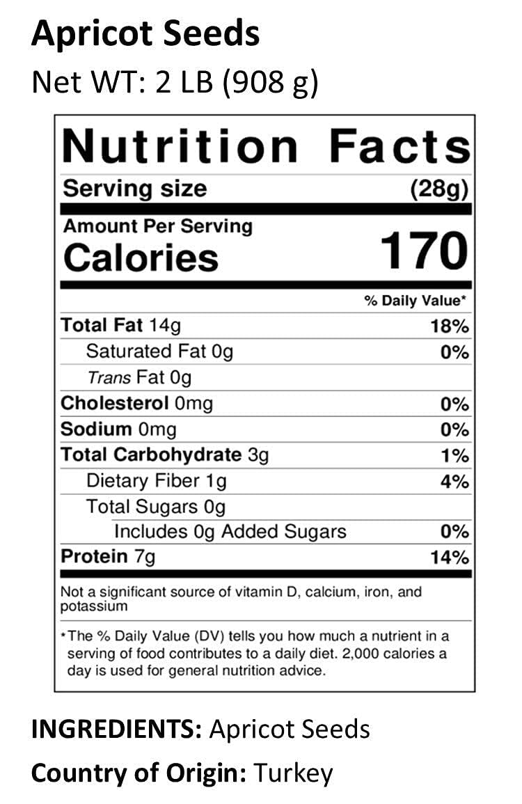 Anna and Sarah Organic Bitter Apricot Kernels, 32 oz, Whole Raw, Vegan, Gluten Free, Resealable Bag, 2 Lbs, Spices for Cooking