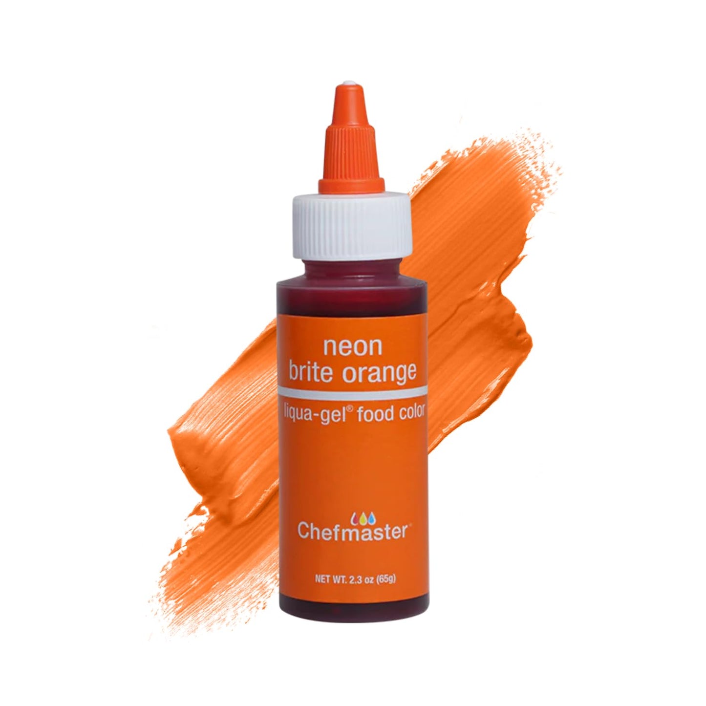 Chefmaster Neon Orange Liqua-Gel® Food Coloring | Vibrant Color | Professional-Grade Dye For Icing, Frosting, Fondant | Baking & Decorating | Fade-Resistant | Easy-To-Use | Made In Usa | 2.3 Oz