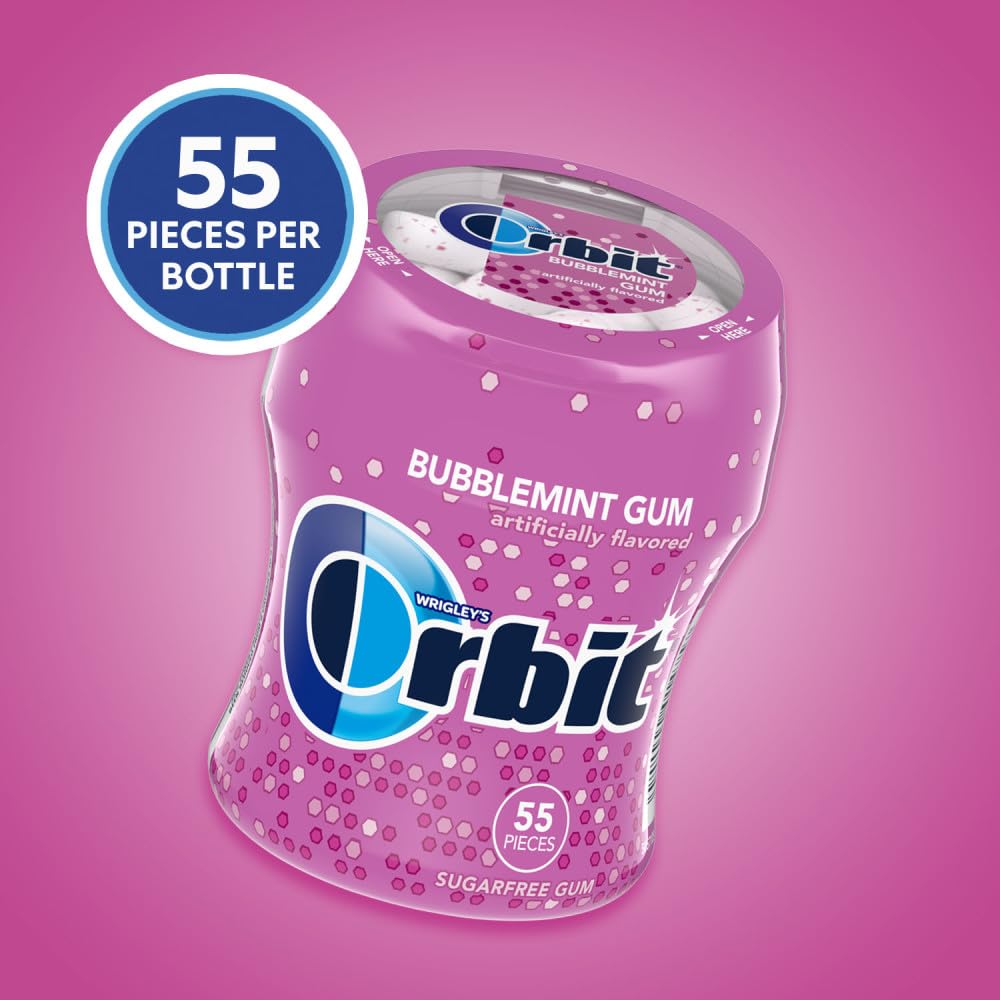 Orbit Gum Bubblemint Sugar Free Chewing Gum Bulk Pack, 55 Ct Bottle, Bulk (Pack Of 1)