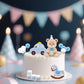 BOXOB Blue Bear Cake Decoration Set with Bear Rocking Horse and Balloons for Baby Shower and Birthday, As Shown in the Picture, Model G31007