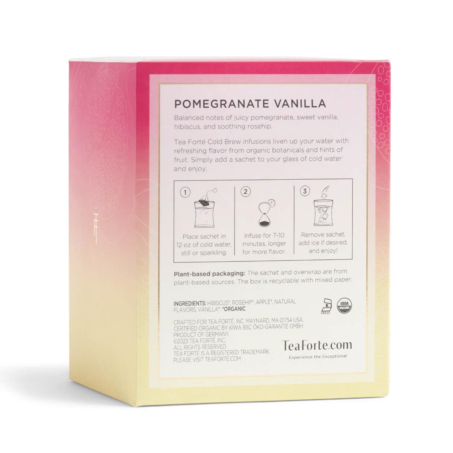 Tea Forte Cold Brew Iced Tea Infuser - Pomegranate Vanilla Flavor