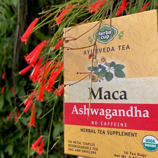 Herbal Cup Ayurveda Maca Tea, Organic Ashwagandha, No Caffeine Herbal Teas (16 Count, Pack Of 1)