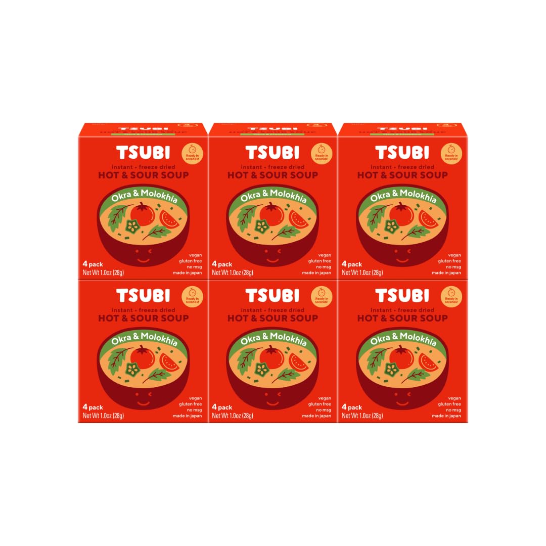 Tsubi Soup Freeze-Dried Tomato Soup Packets - Instant, Vegan, Easy Mix, Gluten & MSG-Free, and Flavorful - Ready in Seconds - Ho