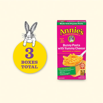 Annie s Homegrown Bunny Shape Pasta & Yummy Cheese Macaroni and Cheese (Pack of 3)