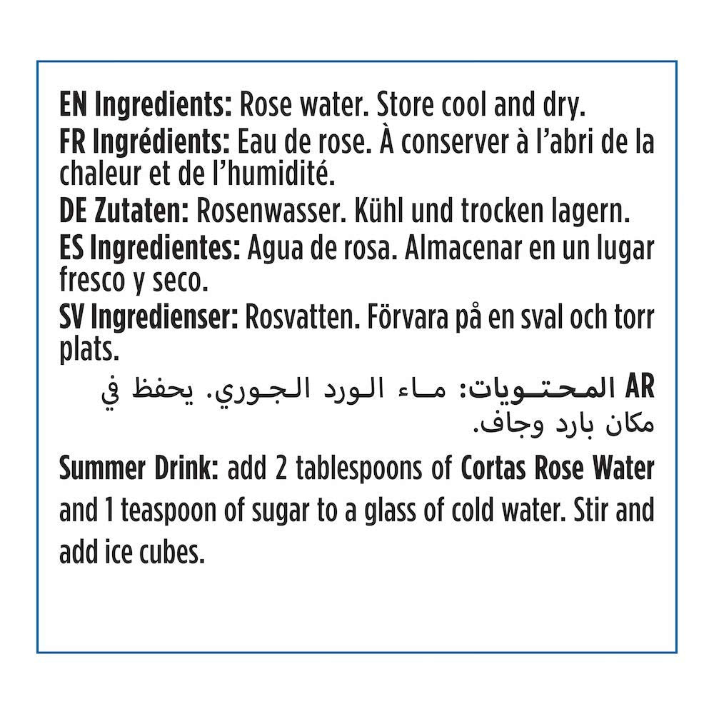 Cortas Rose Flower Water - 17 Fl Oz (500ml) - Large Size