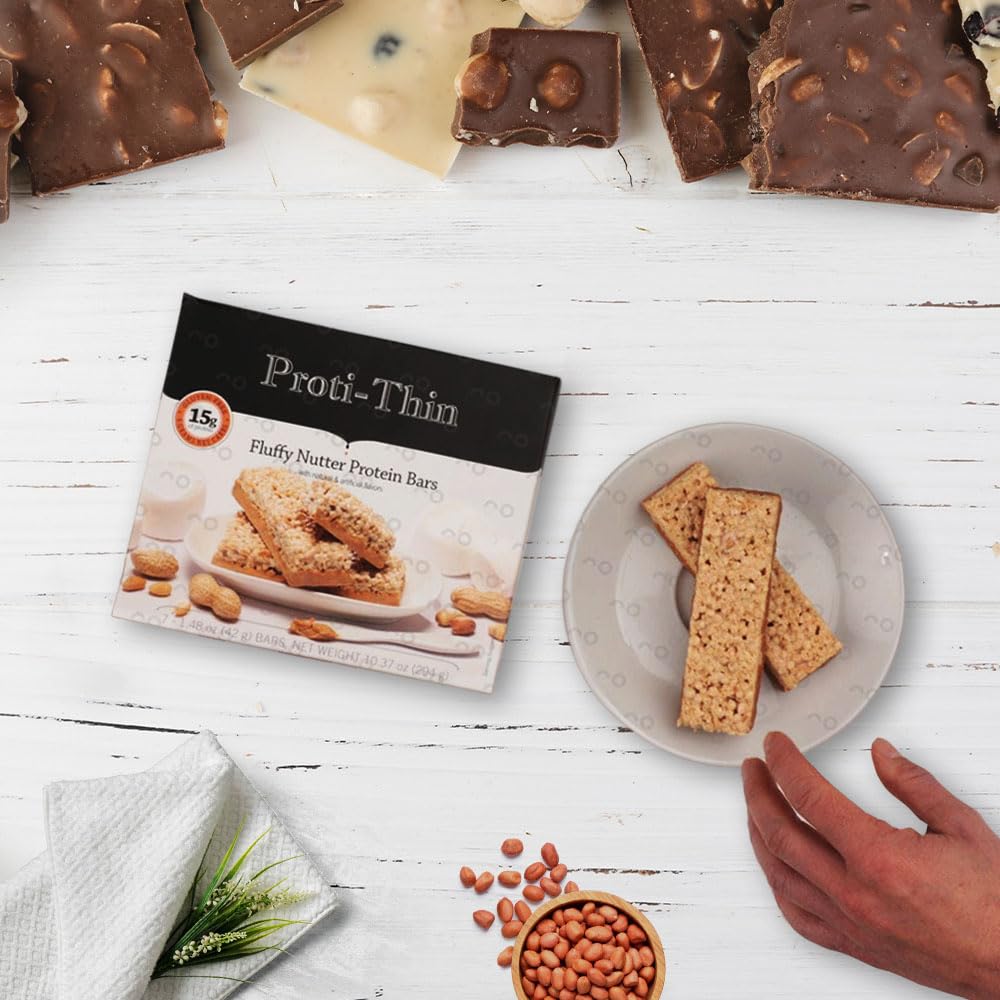 Proti-Thin Fluffy Nutter Protein Bar - 15g Protein, Low Carb, High Fiber, KETO Friendly, Gluten Free, 6 Count (Pack of 7)